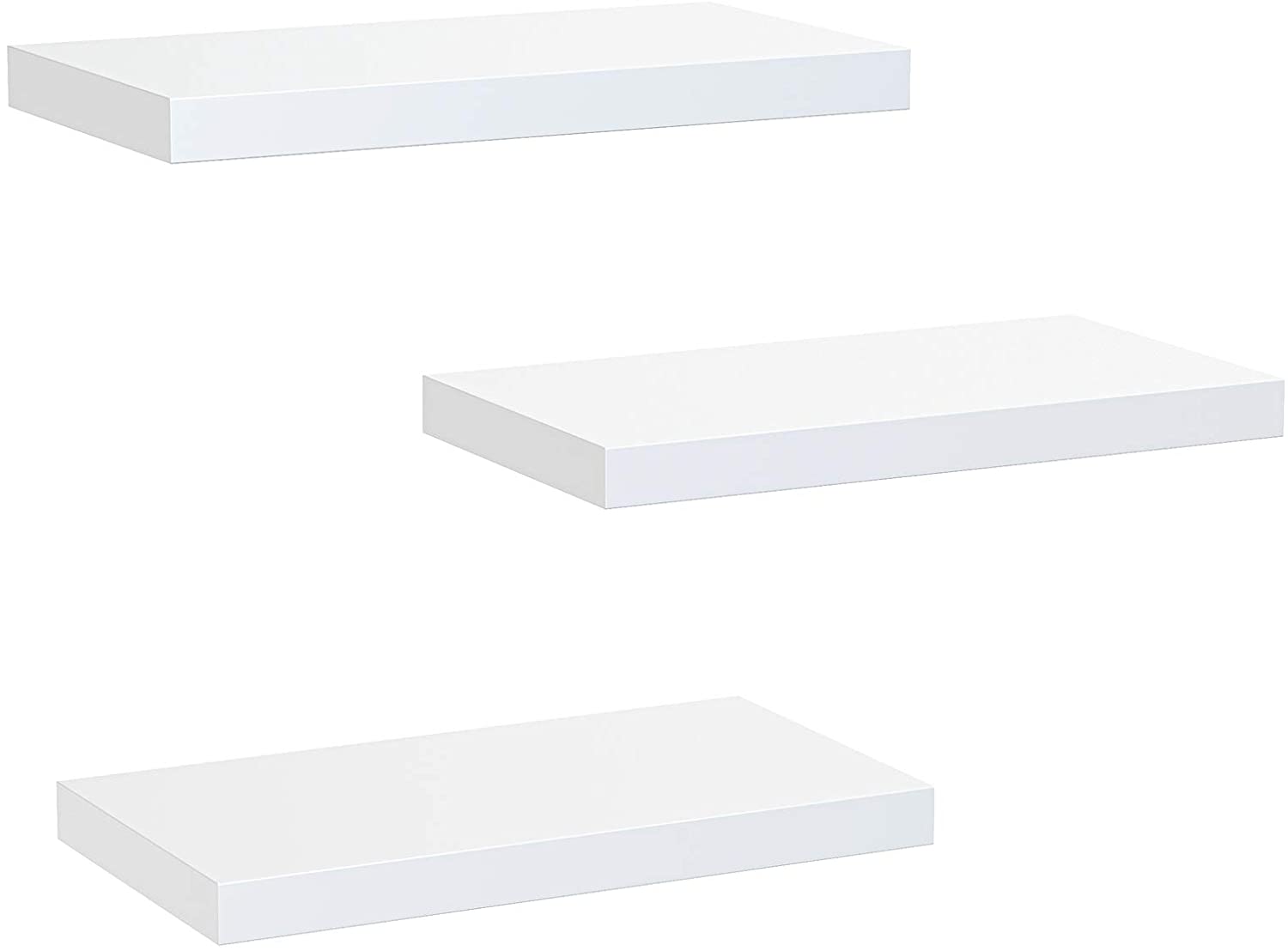 Amada Matte Finish Floating Wall Shelves, White, 3-Pack