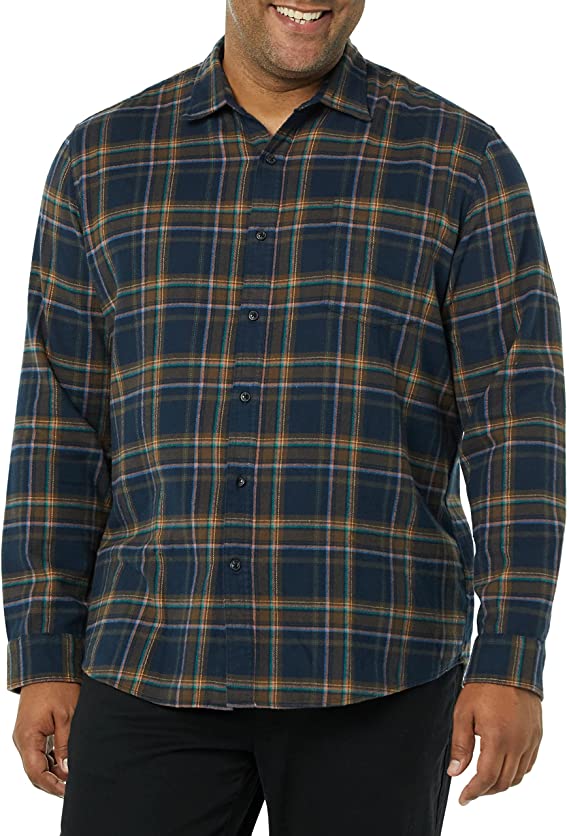 Amazon Essentials Men’s Flannel Plaid Long-Sleeve Button-Down Shirt