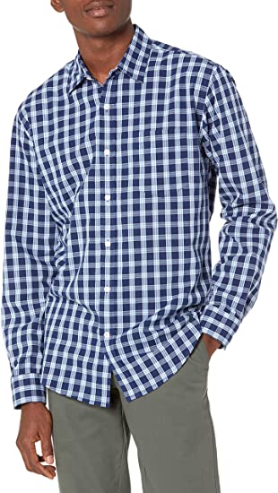 Amazon Essentials Pocketed Men’s Poplin Long-Sleeve Button-Down Shirt