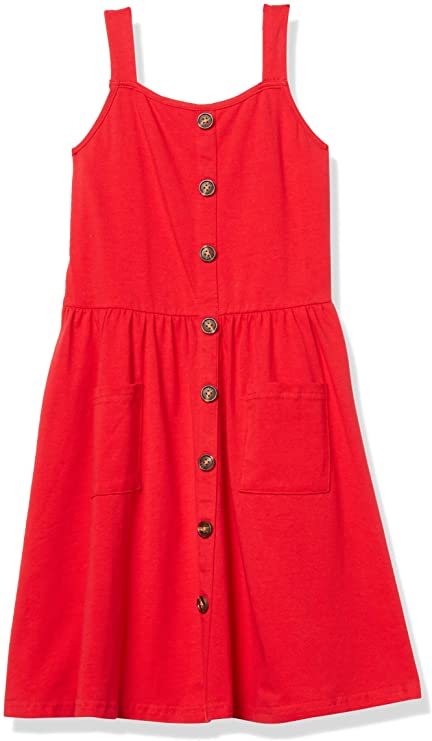 Arshiner Buttoned Sleeveless Girls’ Red Dress