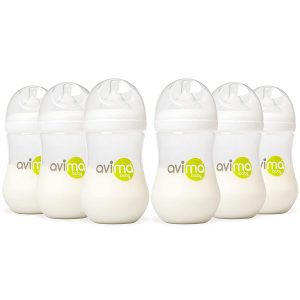 Avima Easy Clean Anti-Spit Up Baby Bottles, 6-Pack