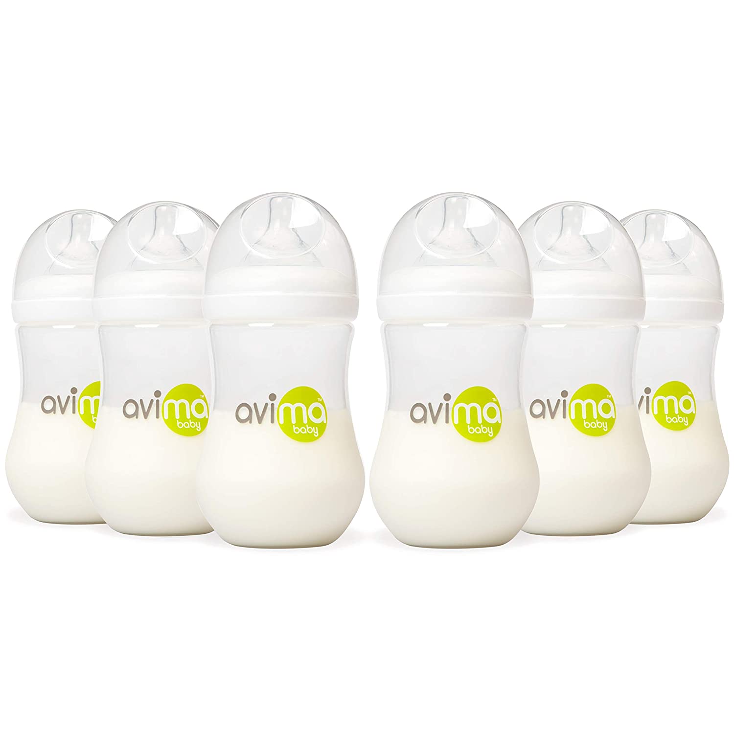 Avima Easy Clean Anti-Spit Up Baby Bottles, 6-Pack