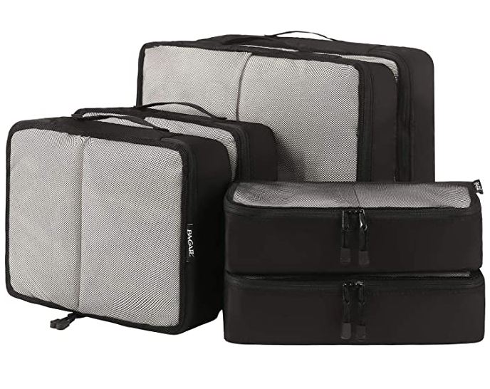 6 Pcs Packing Travel Organizer Cubes Set Travel Storage Bag Luggage Organizer 3 Various Sizes for Travel Accessories Pink