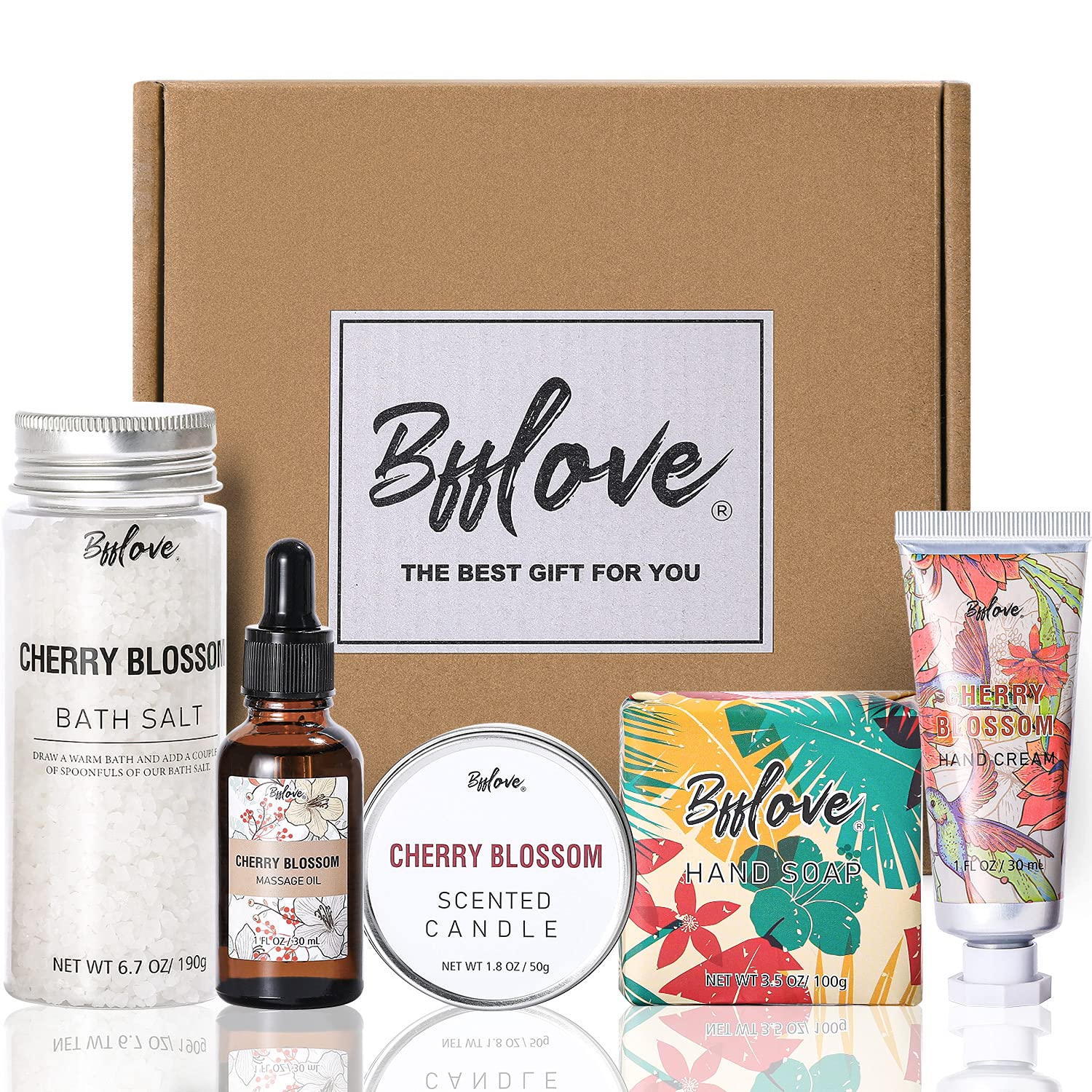 BFFLOVE Cherry-Blossom Bath & Spa Favorites Gift Box, 5-Piece