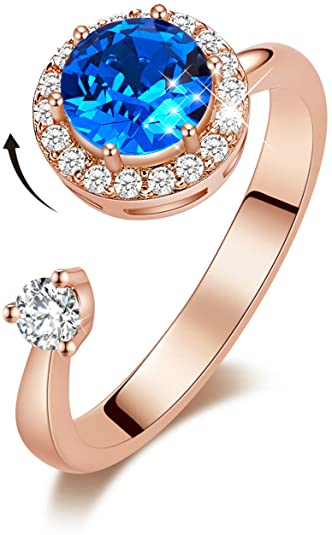 CDE Spinner Design Rose-Gold Plated Birthstone Ring