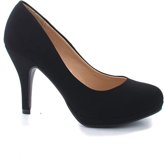 City Classified Platform Rounded-Toe Cushioned Black Pumps
