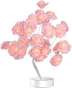 COLORLIFE Teen Girls’ Pink Rose Lamp Bedroom Accessory