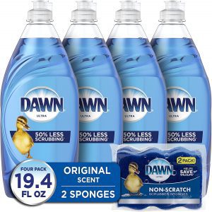 Dawn Less Scrub Ultra Liquid Dish Soap, 4-Pack
