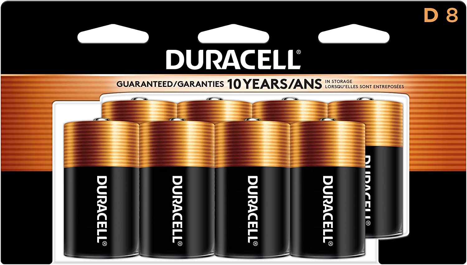 Duracell CopperTop Leak-Proof D Batteries, 8-Pack