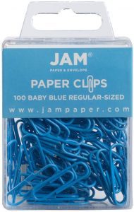 ‎JAM Baby Blue Colored Paper Clips, 100-Pack