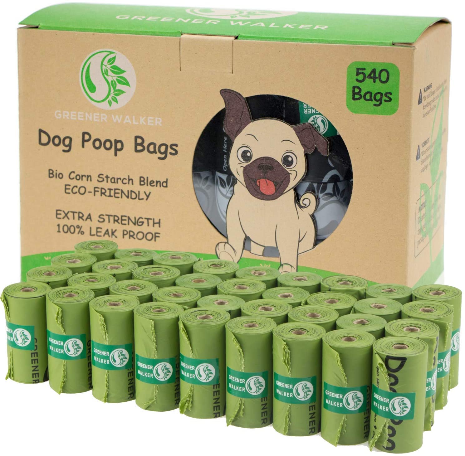 Greener Walker Biodegradable Dog Poop Bags, 540-Count