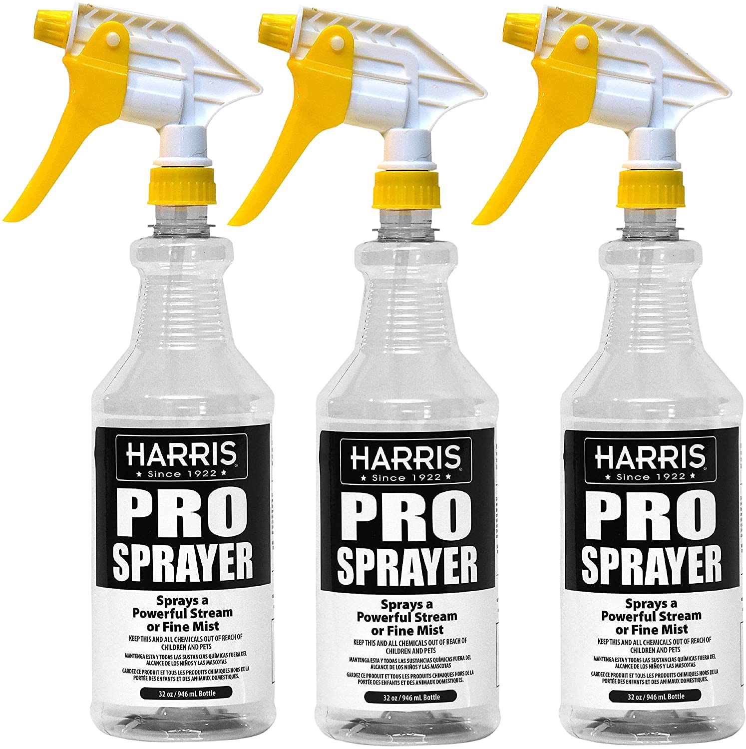 Harris Fine Mist Chemically Resistant Spray Bottle, 3-Pack