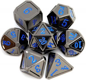 Haxtec Tabletop Gaming Polyhedral Metal Dice Set, 7-Piece