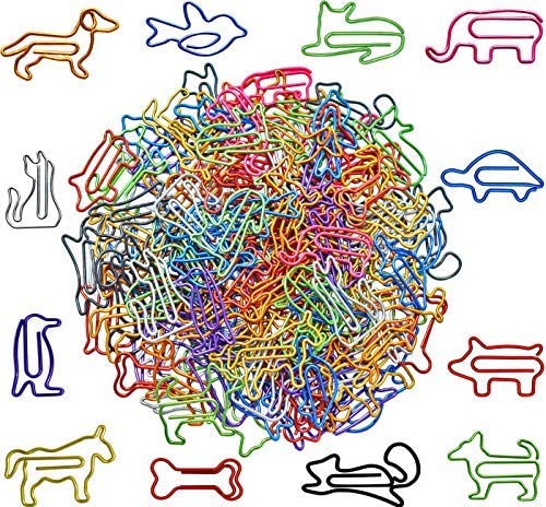 HiQin Assorted Animal Shaped Colored Paper Clips, 120-Pack