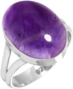 JEWELOPORIUM Women’s Solid Sterling Amethyst Artisinal Ring