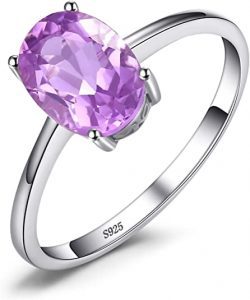 JewelryPalace Women’s Sterling Amethyst Solitaire Ring