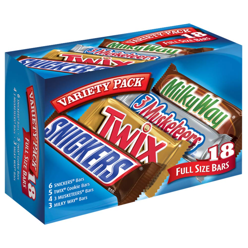 Mars Variety Pack Full-Size Chocolate Candy Bars, 18-Count