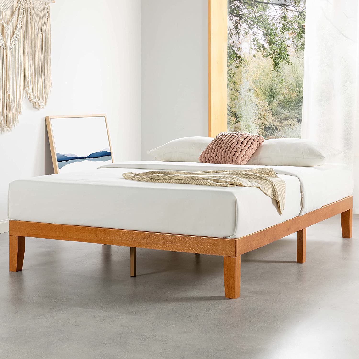 Mellow Naturalista Mid-Century Wood Twin Bed Frame, 12-Inch