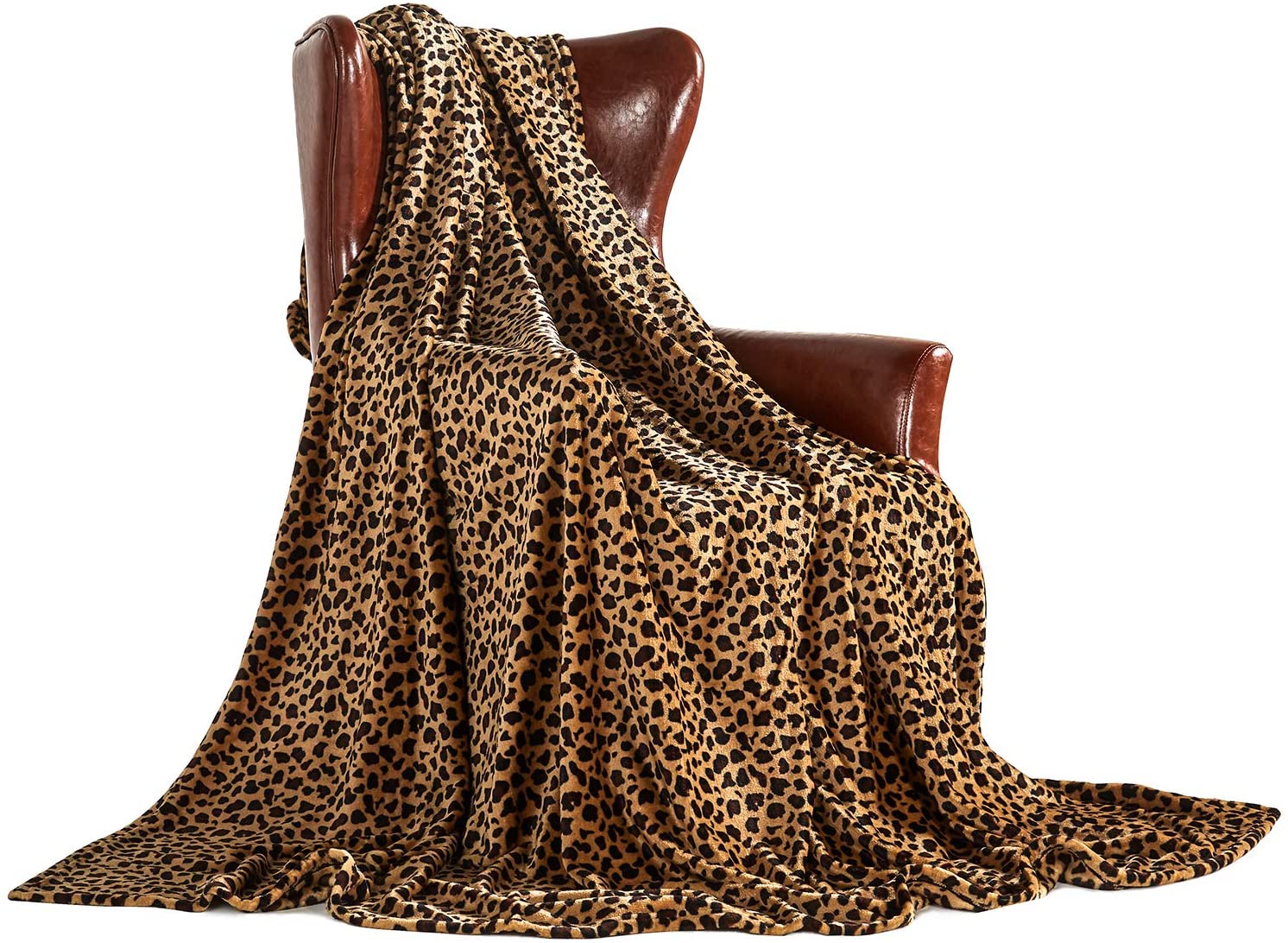 MERRYLIFE Fleece Leopard Print Blanket, 60-Inch x 90-Inch