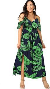 Milumia Open-Shoulder Flare Plus Size Tropical Dresses For Women