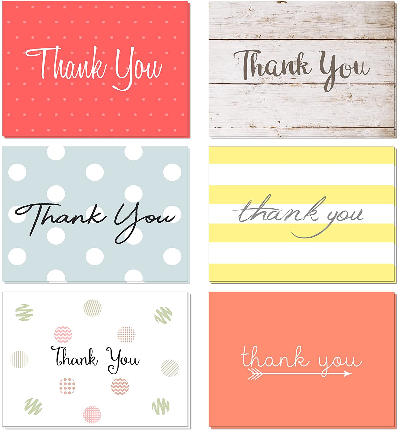 Oaklyn Assorted-Style Matte Paper Business Thank You Cards, 48-Pack
