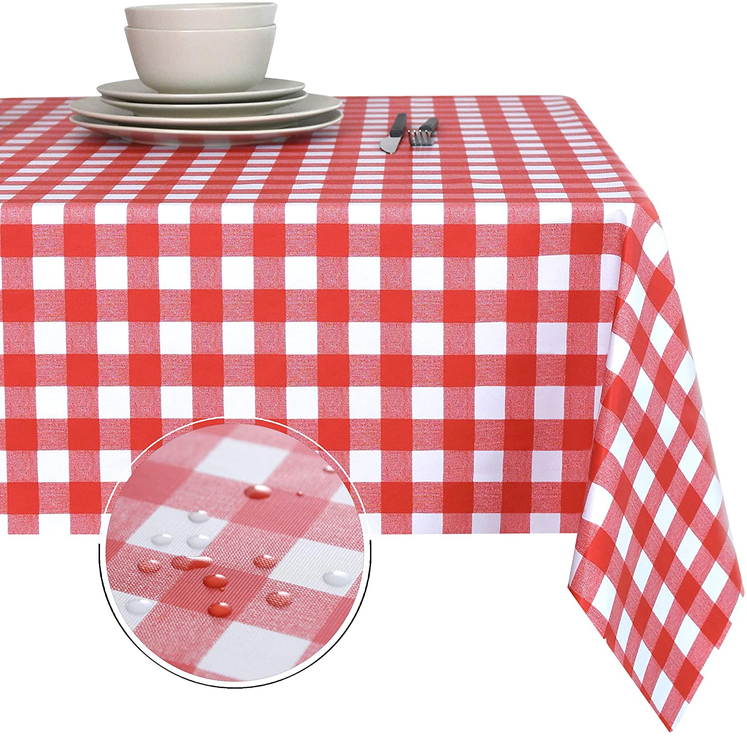 Obstal PVC Waterproof Rectangular Outdoor Tablecloth, 54 x 78-Inch