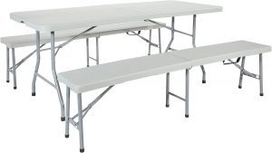 Office Star 6-Foot Waterproof Portable Folding Table & Benches