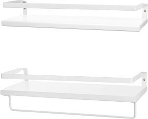 Peter’s Goods Floating Bathroom Shelves With Rail, White, 2-Pack