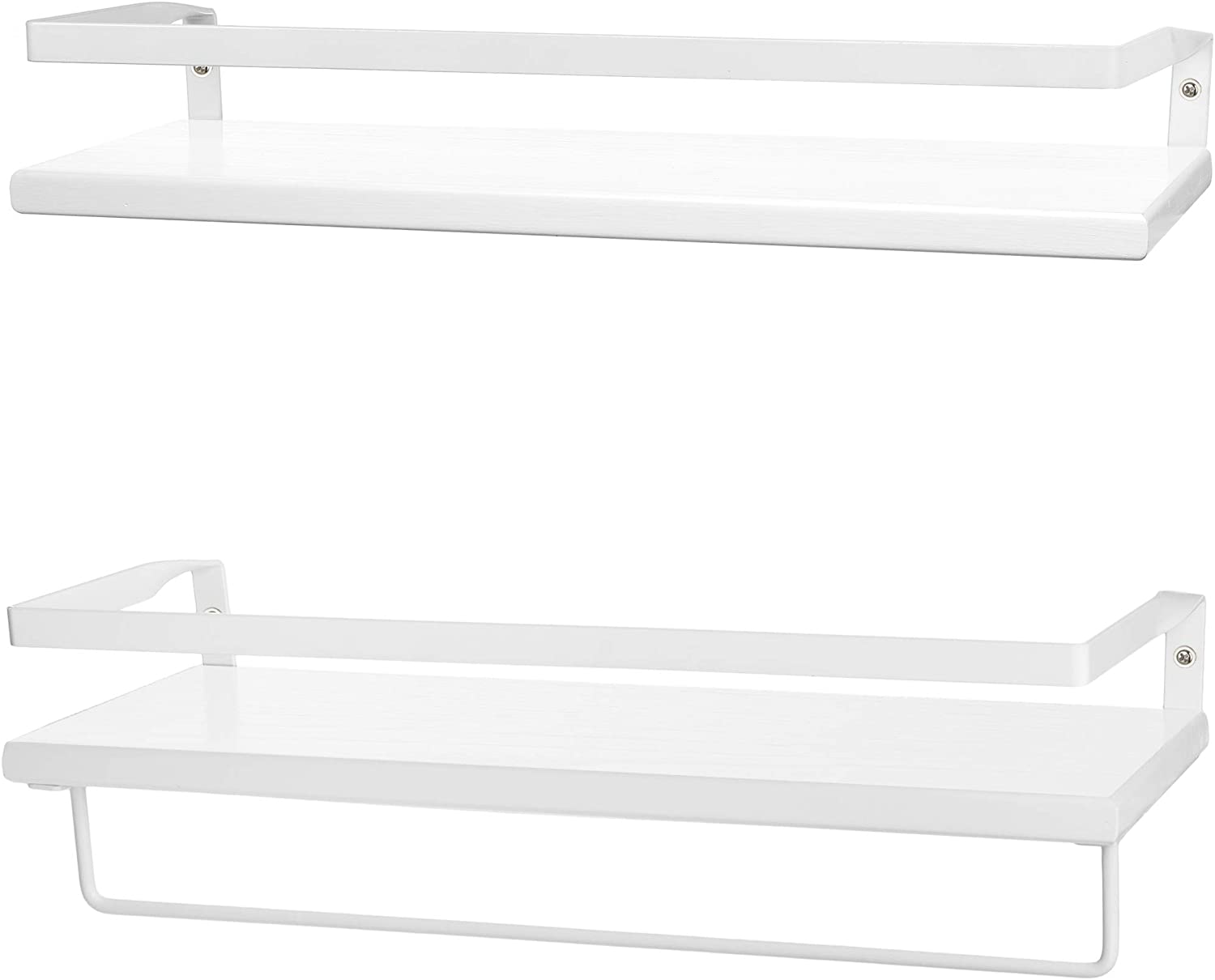 Peter’s Goods Floating Bathroom Shelves With Rail, White, 2-Pack