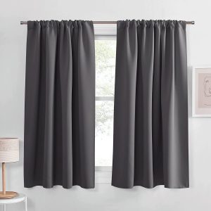 PONY DANCE Tiered Blackout Kitchen Window Curtains, 2-Panel