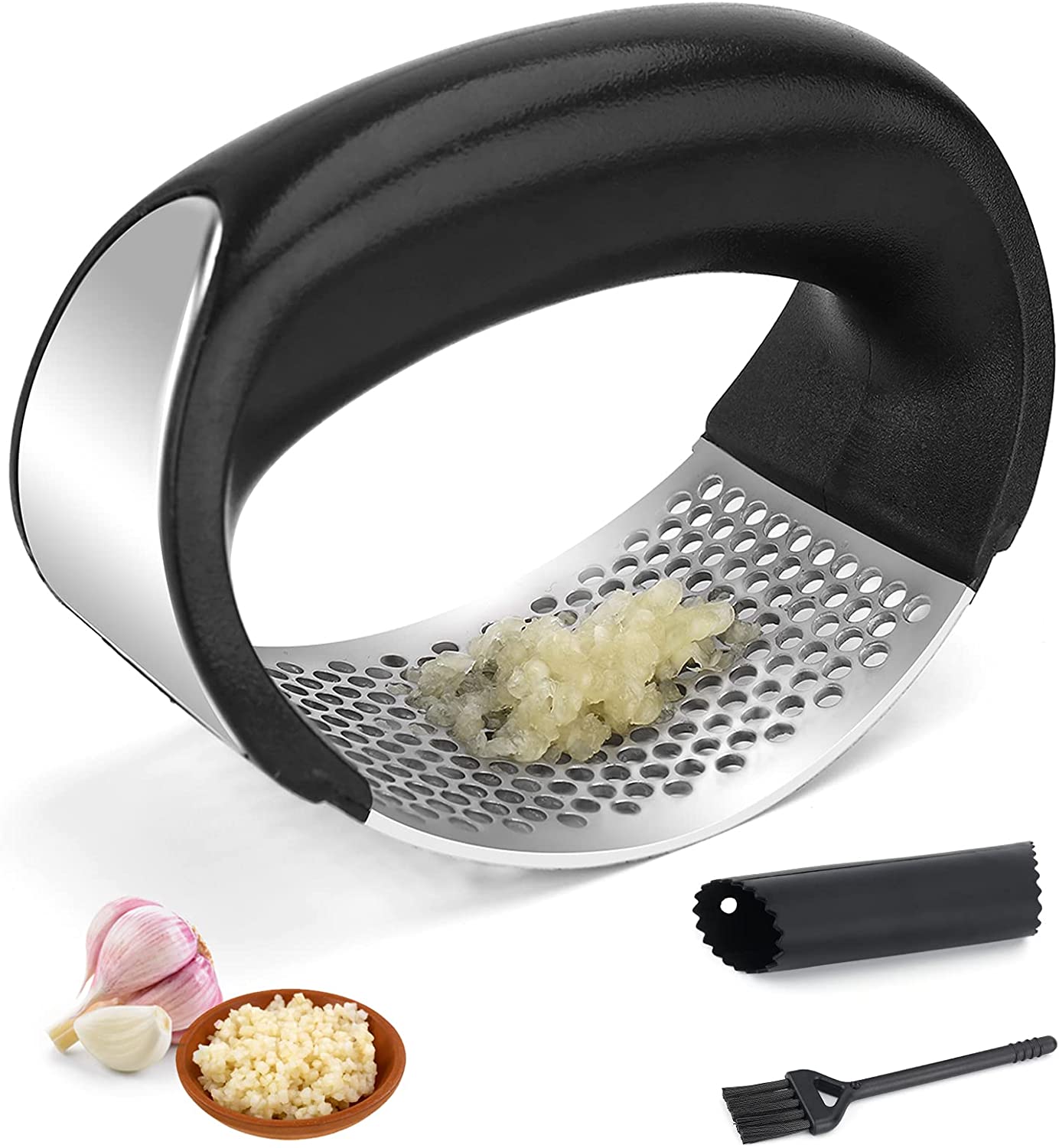 PSISO Rust Resistant Garlic Press For Kitchens, 3-Piece