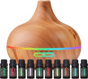 Pure Daily Care 10 Theraputic Grade Essential Oils With 400-ML Diffuser Set