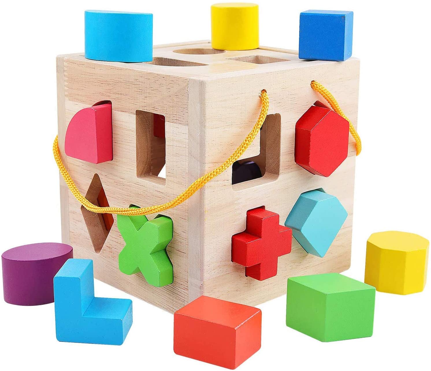 QZMTOY Wooden Shape Sorting Toy For Toddlers