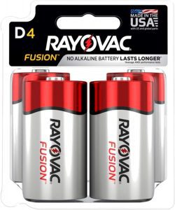 Rayovac Long-Lasting Fusion D Batteries, 4-Count