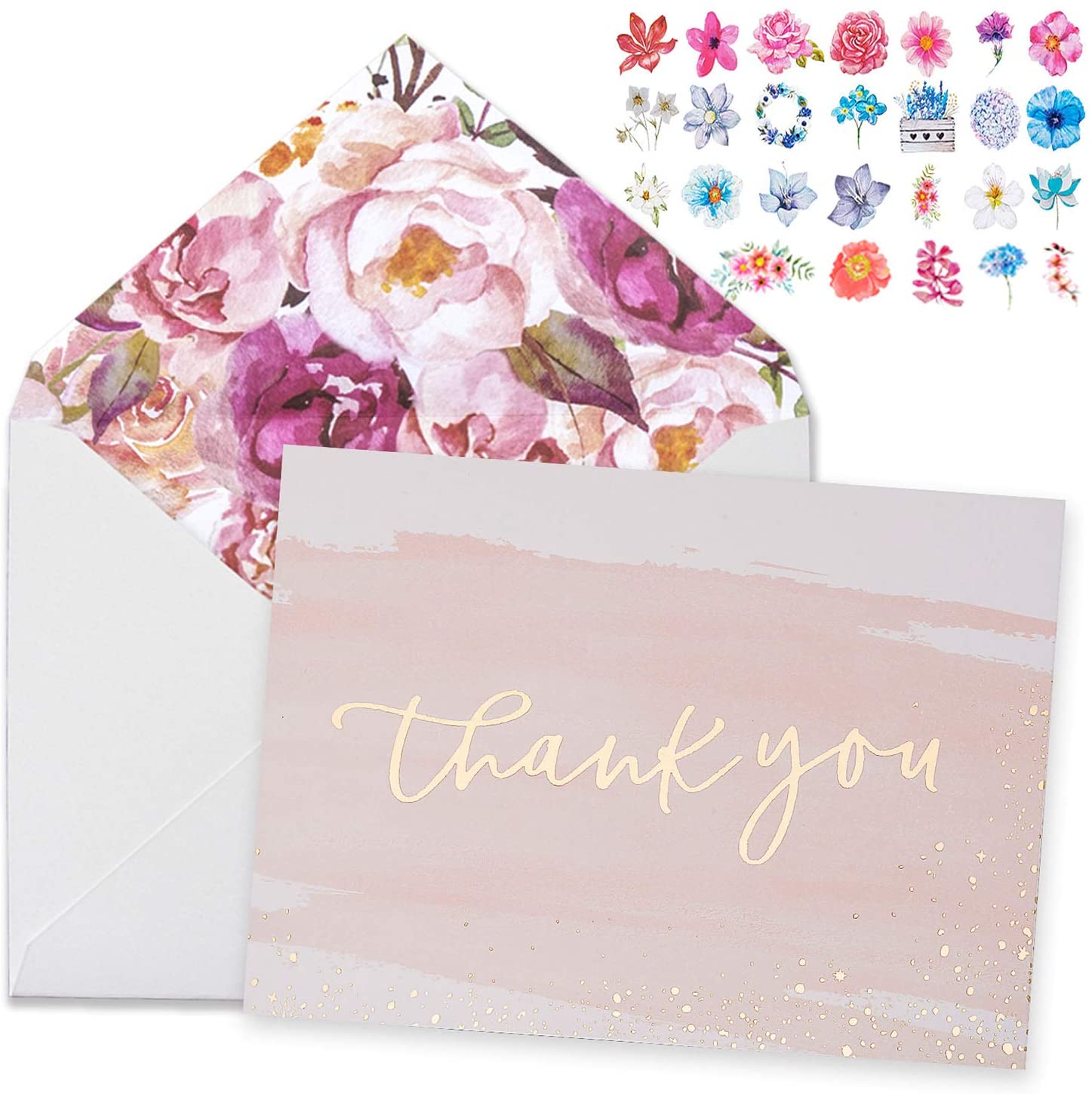 Scheful No-Bleed Gold-Foil Business Thank You Cards, 48-Pack