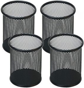 SNOW COOLER Single Compartment Mesh Wire Desk Pencil Holder, 4-Pack