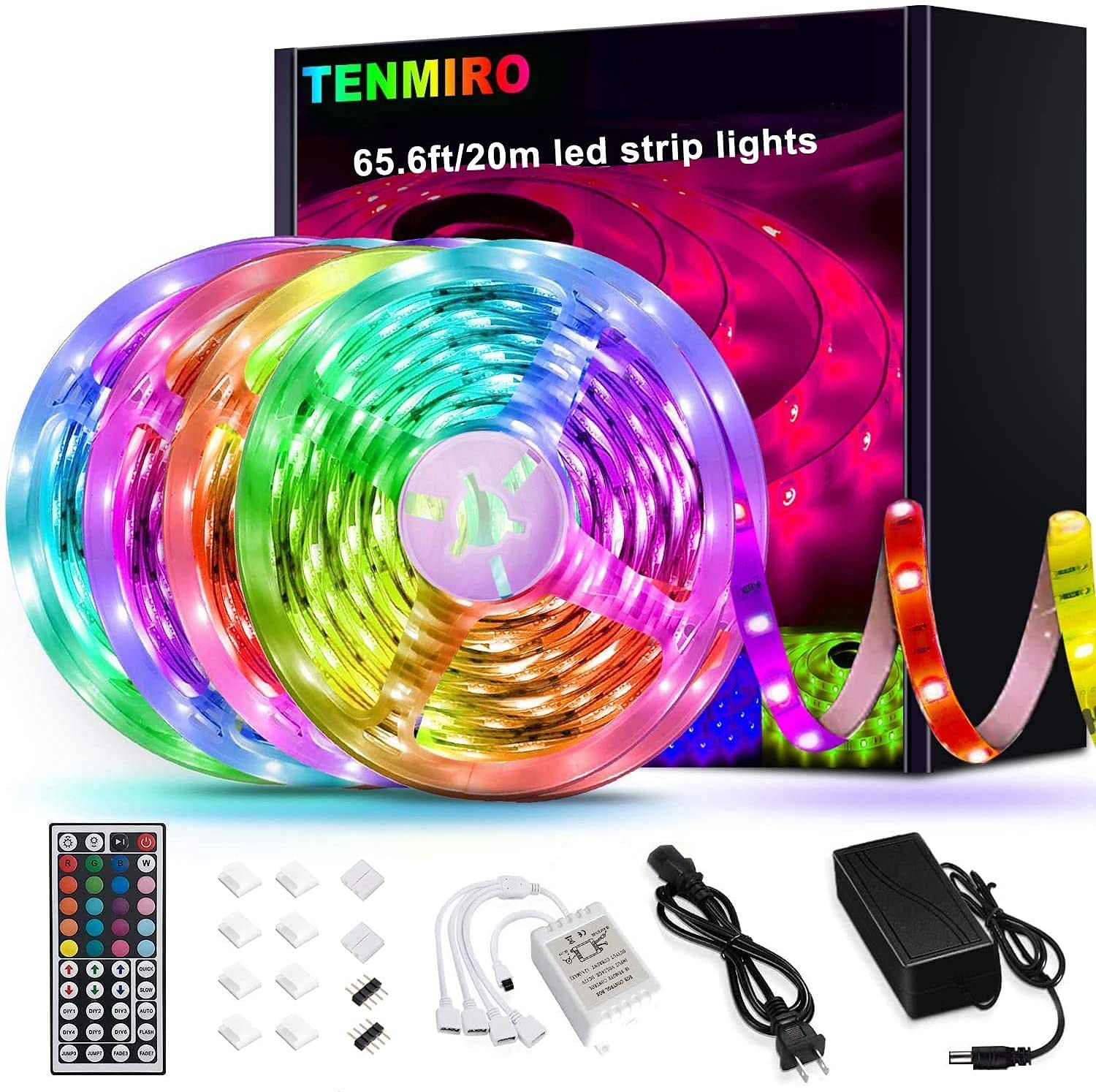 Tenmiro Indoor Mood Color Changing Tape Lights, 65.6-Foot