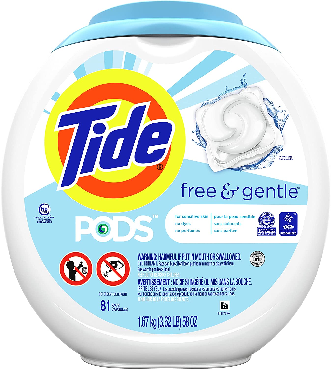Tide PODS Hypoallergenic Laundry Detergent Pods, 81-Count