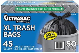 Ultrasac 45-Gallon Industrial Strength Trash Bags, 50-Count