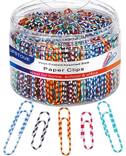 VINACO Coated Striped Colored Paper Clips, 450-Pack