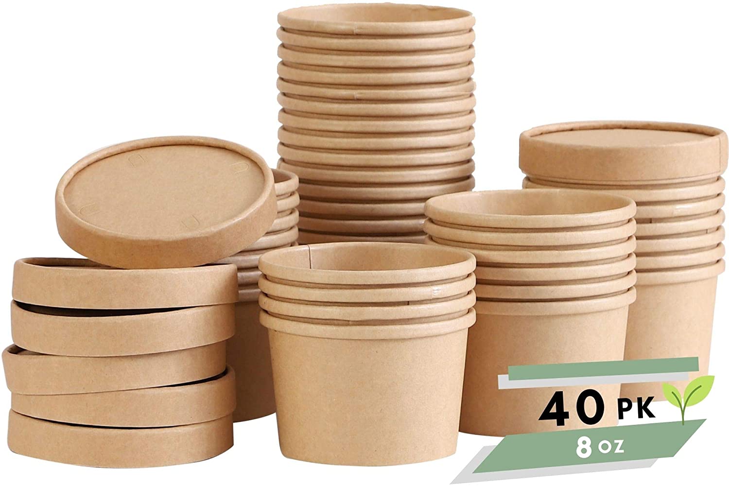 Winoo Design Paperboard Ice Cream Container, 40-Pack