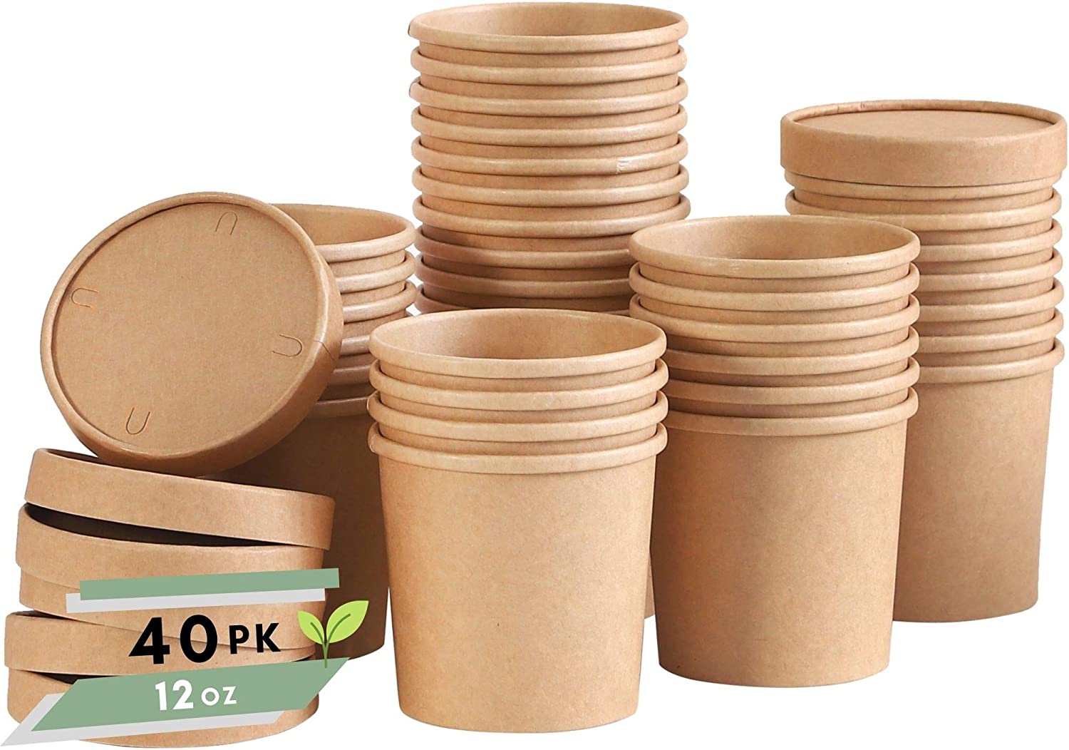 Winoo Design Paperboard Ice Cream Containers, 40-Pack