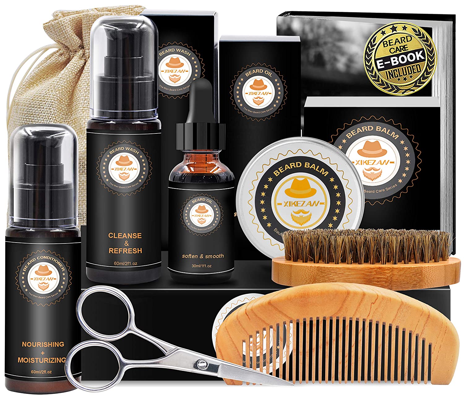 XIKEZAN Beard Prep Conditioning Treatment Gift Set, 11-Piece