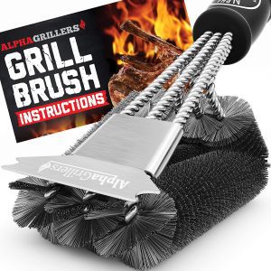 Alpha Grillers Triple Head Brush & Built-In Grill Cleaner