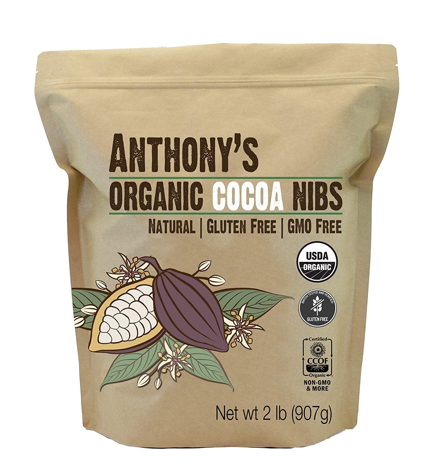Anthony’s Goods Organic Nutrient-Dense Cacao Nibs For Snacking & Baking