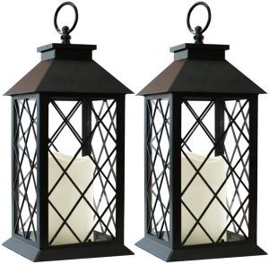 Bright Zeal Cross Grids Pattern Decorative Lanterns, 2-Pack