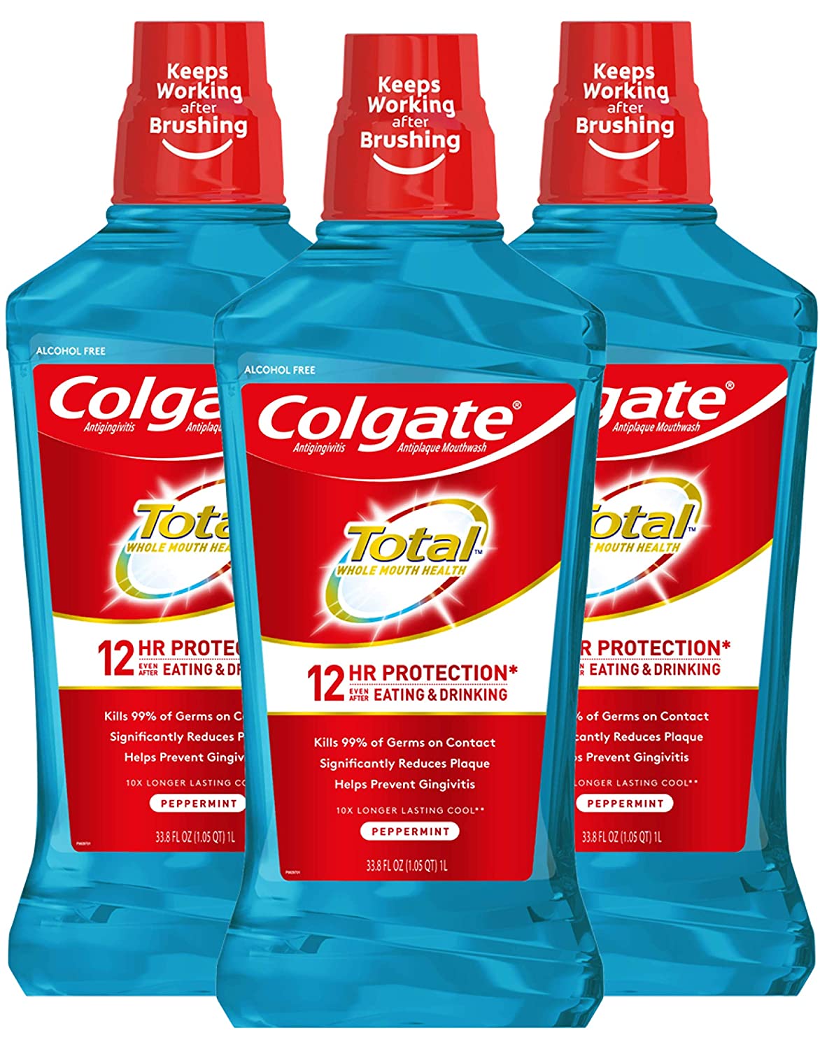 Colgate Total No-Burn Antiseptic Mouthwash, 3-Pack