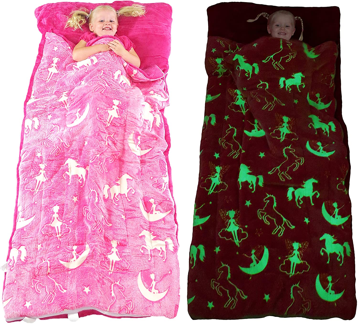 DreamsBe Glow-In-The-Dark Fleece Unicorn Sleeping Bags For Girls