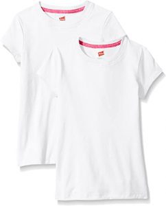 Hanes Girls’ Size 10 Tag-Free Cotton T-Shirt,  2-Pack