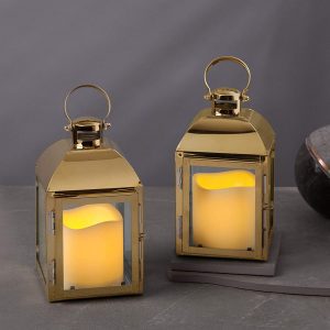 LampLust LED Candle Metal Decorative Lanterns, 2-Pack